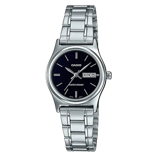 Casio LTP-V006D-1B2 Women's Standard Stainless Steel Black Dial Date Watch