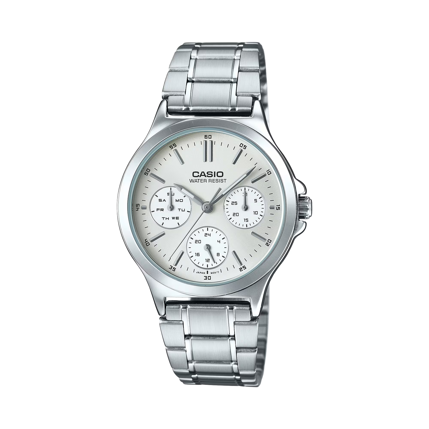 CASIO  LTP-V300D-7A SILVER STEEL BAND SILVER DIAL  FOR WOMEN