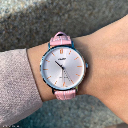 Casio LTP-VT01L-4B Pink Leather , Women Watches