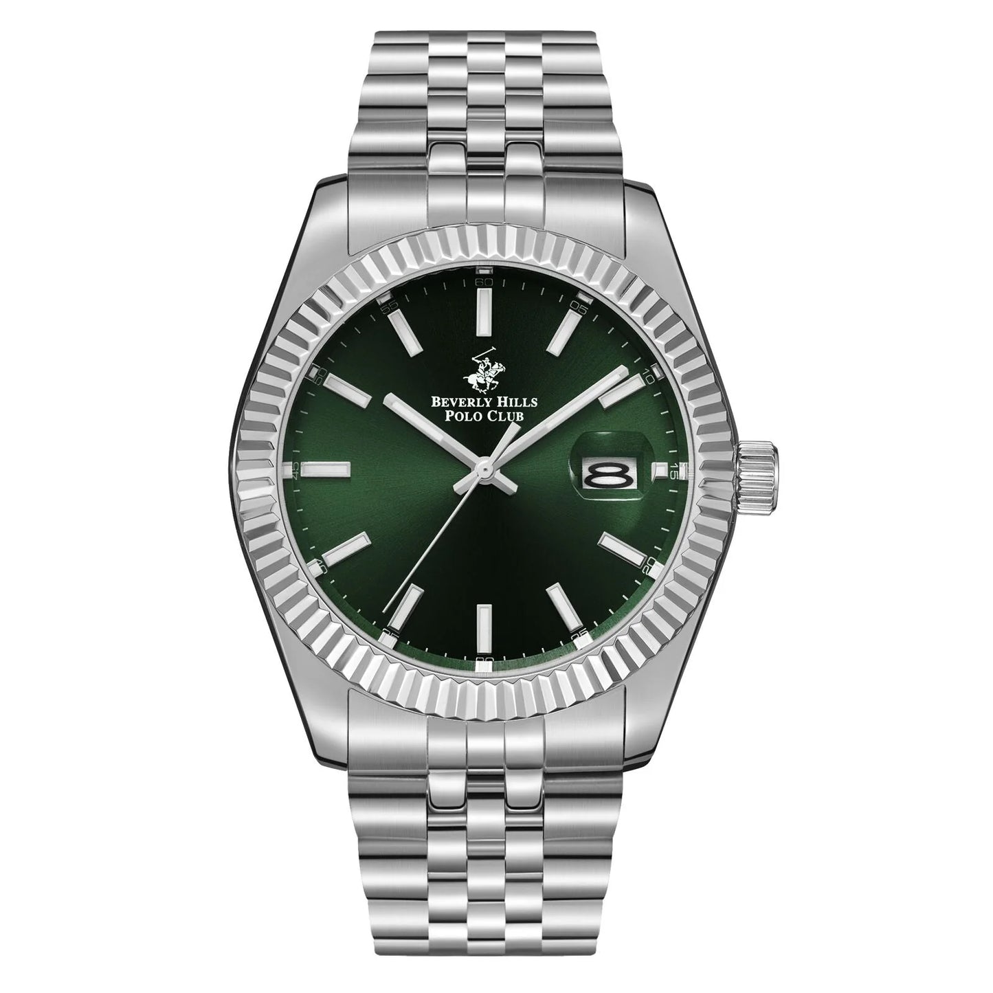 POLO BP3018X.371 SILVER STEEL BAND GREEN DIAL FOR MEN