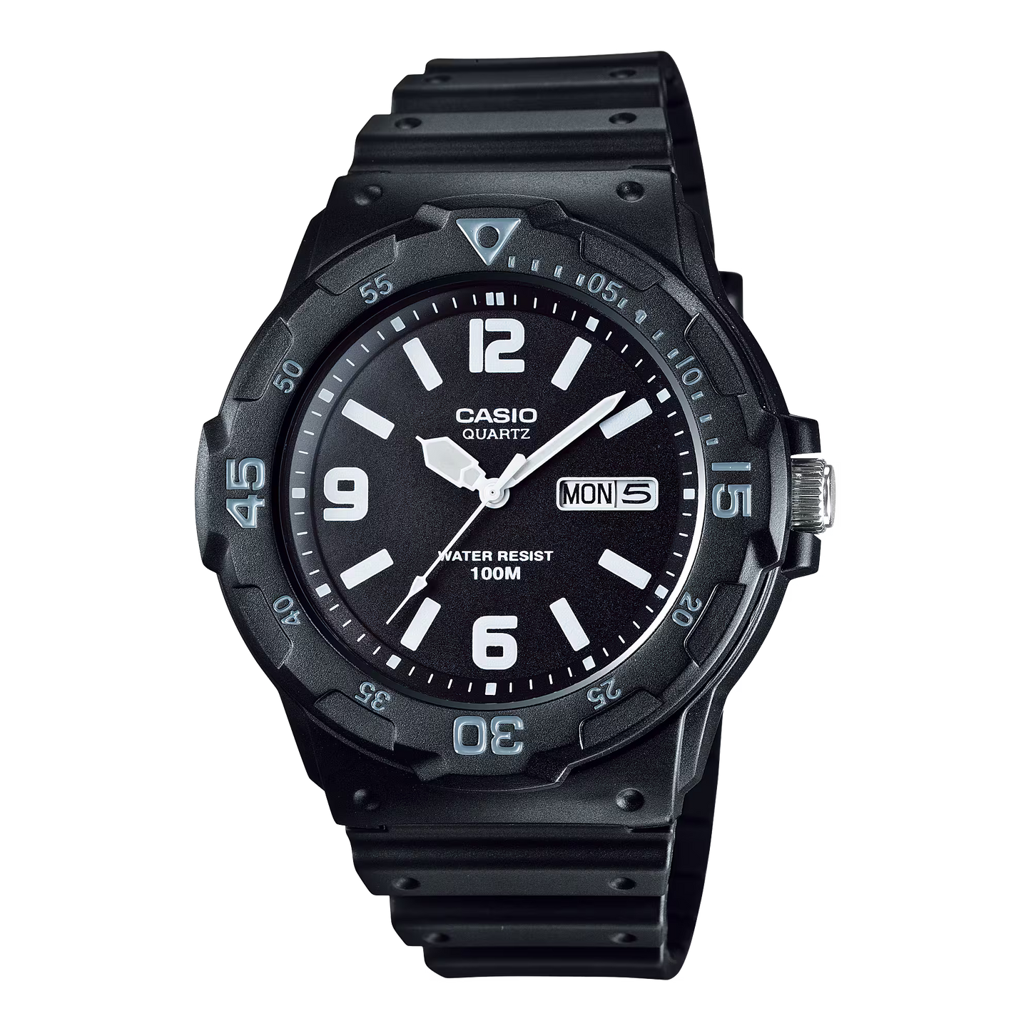 CASIO  MRW-200H-1B2 BLACK RUBBER BAND BLACK DIAL  FOR MEN