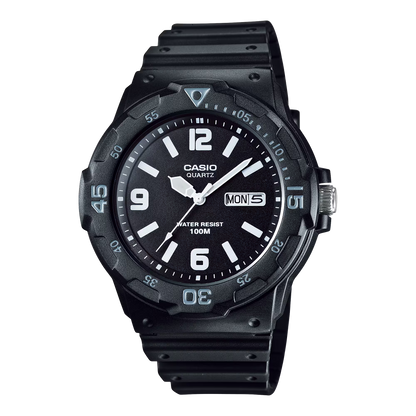CASIO  MRW-200H-1B2 BLACK RUBBER BAND BLACK DIAL  FOR MEN