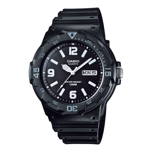 CASIO  MRW-200H-1B2 BLACK RUBBER BAND BLACK DIAL  FOR MEN