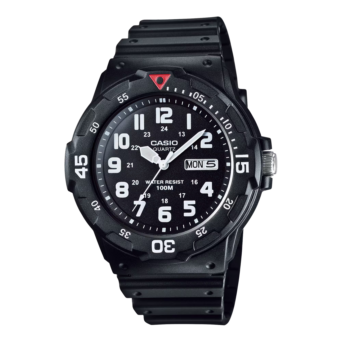 CASIO  MRW-200H-1B BLACK RUBBER BAND BLACK DIAL  FOR MEN