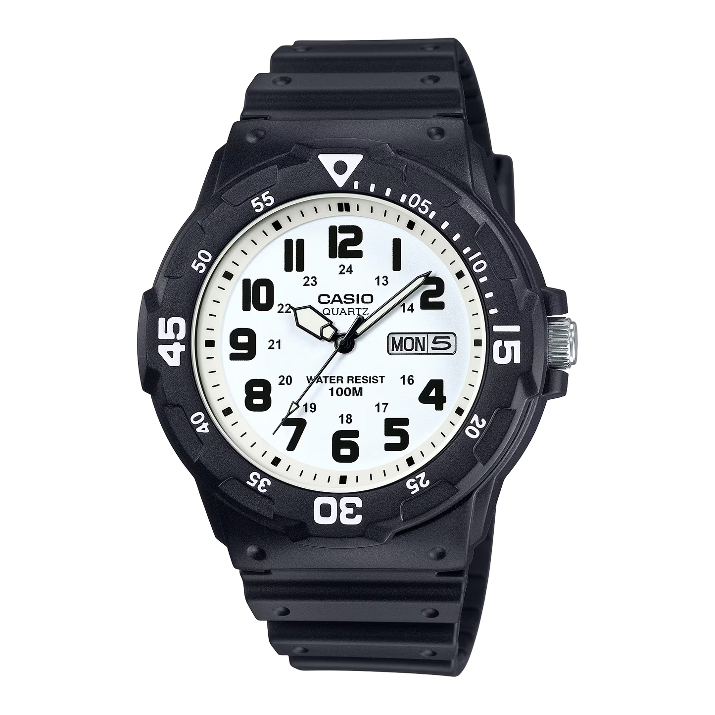 CASIO  MRW-200H-7B BLACK RUBBER BAND WHITE DIAL  FOR MEN