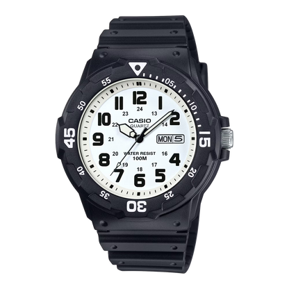 CASIO  MRW-200H-7B BLACK RUBBER BAND WHITE DIAL  FOR MEN