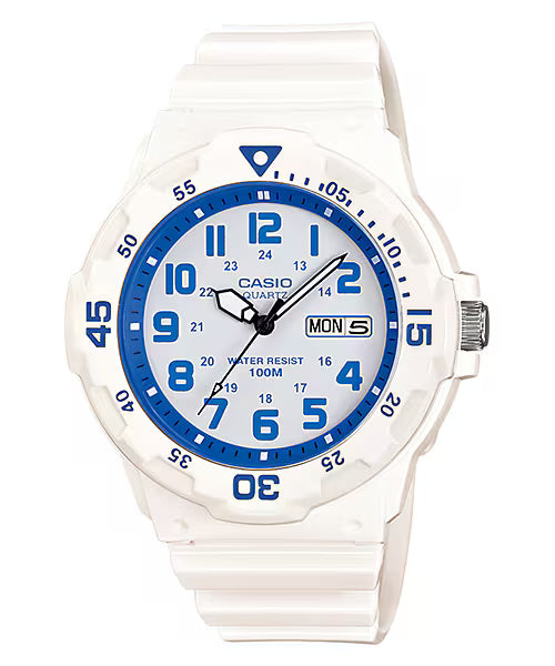 CASIO  MRW-200HC-7B2 WHITE RUBBER BAND WHITE DIAL  FOR MEN