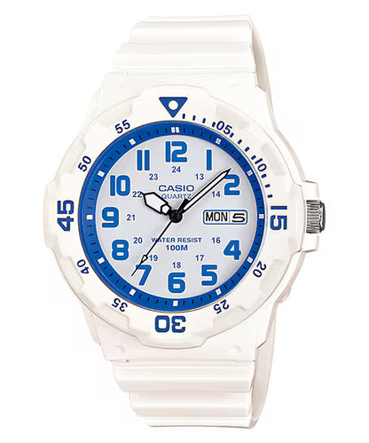 CASIO  MRW-200HC-7B2 WHITE RUBBER BAND WHITE DIAL  FOR MEN