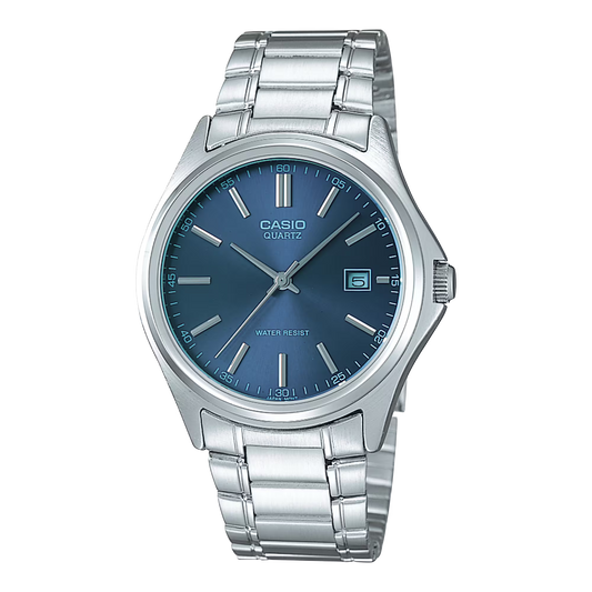 CASIO  MTP-1183A-2A SILVER STEEL BAND NAVY BLUE DIAL  FOR MEN