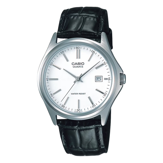 CASIO  MTP-1183E-7A BLACK LEATHER BAND WHITE DIAL  FOR MEN