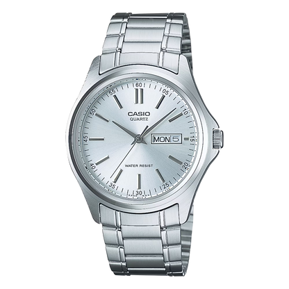 CASIO  MTP-1239D-7A SILVER STEEL BAND SILVER DIAL  FOR MEN