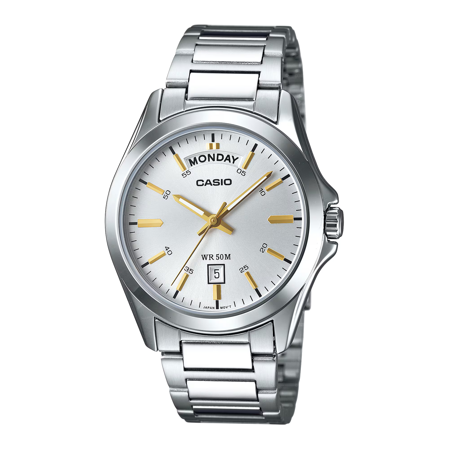CASIO  MTP-1370D-7A2 SILVER STEEL BAND SILVER DIAL  FOR MEN