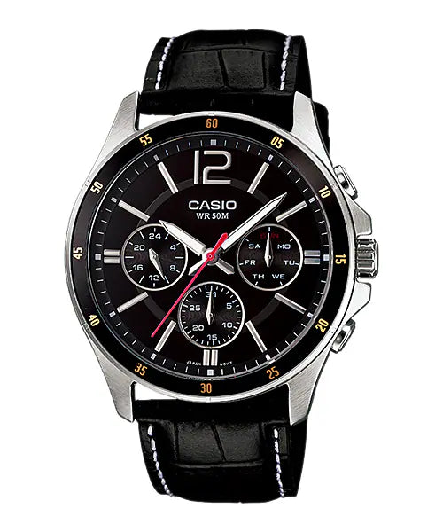 Casio Men Leather Watch MTP-1374L-1AV