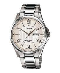 Casio Waterproof Stainless Steel Strap Quartz Mens Silver Analog MTP-1384D-7A