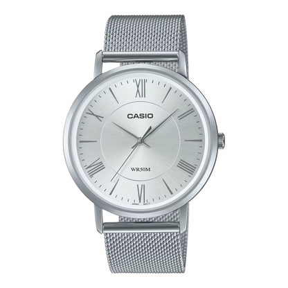 CASIO  MTP-B110M-7A SILVER STEEL BAND SILVER DIAL  FOR MEN