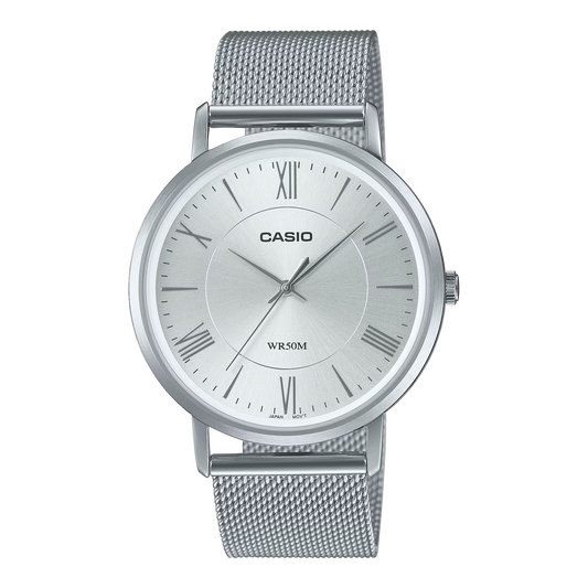 CASIO  MTP-B110M-7A SILVER STEEL BAND SILVER DIAL  FOR MEN