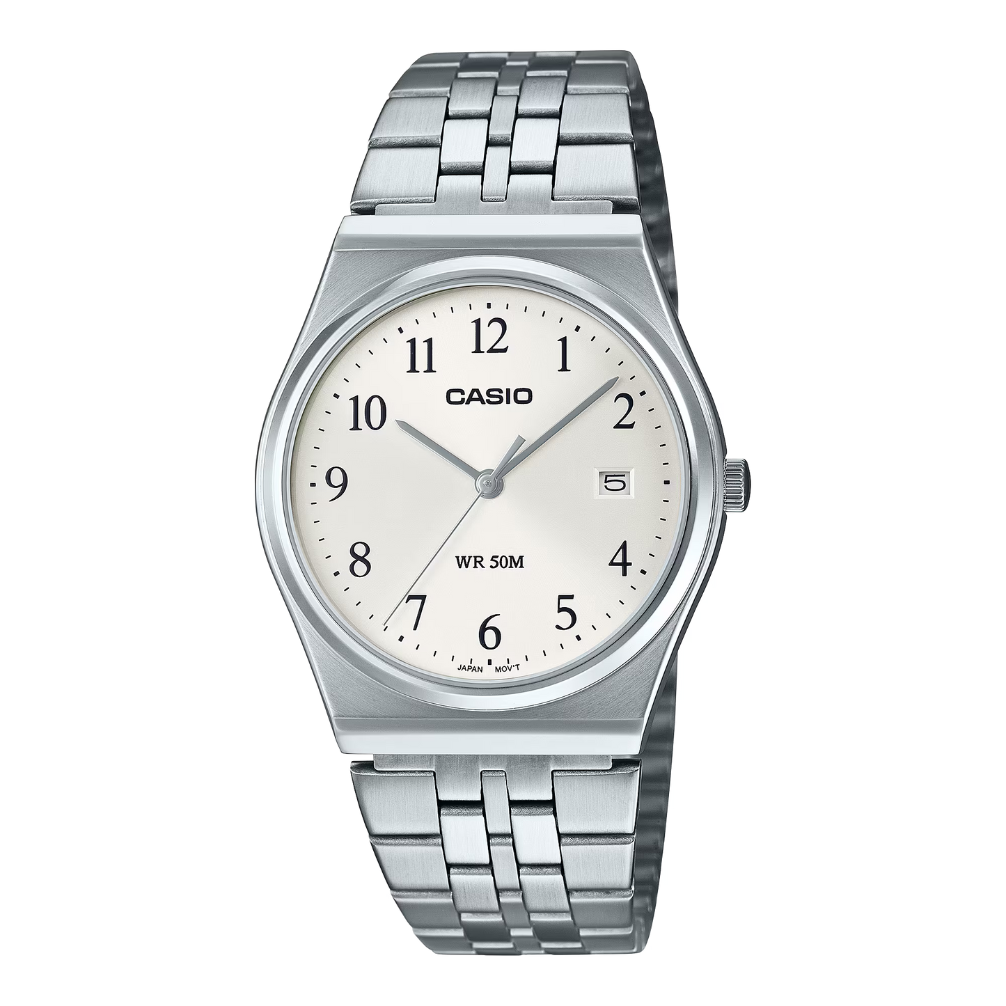 CASIO  MTP-B145D-7B SILVER STEEL BAND SILVER DIAL  FOR MEN