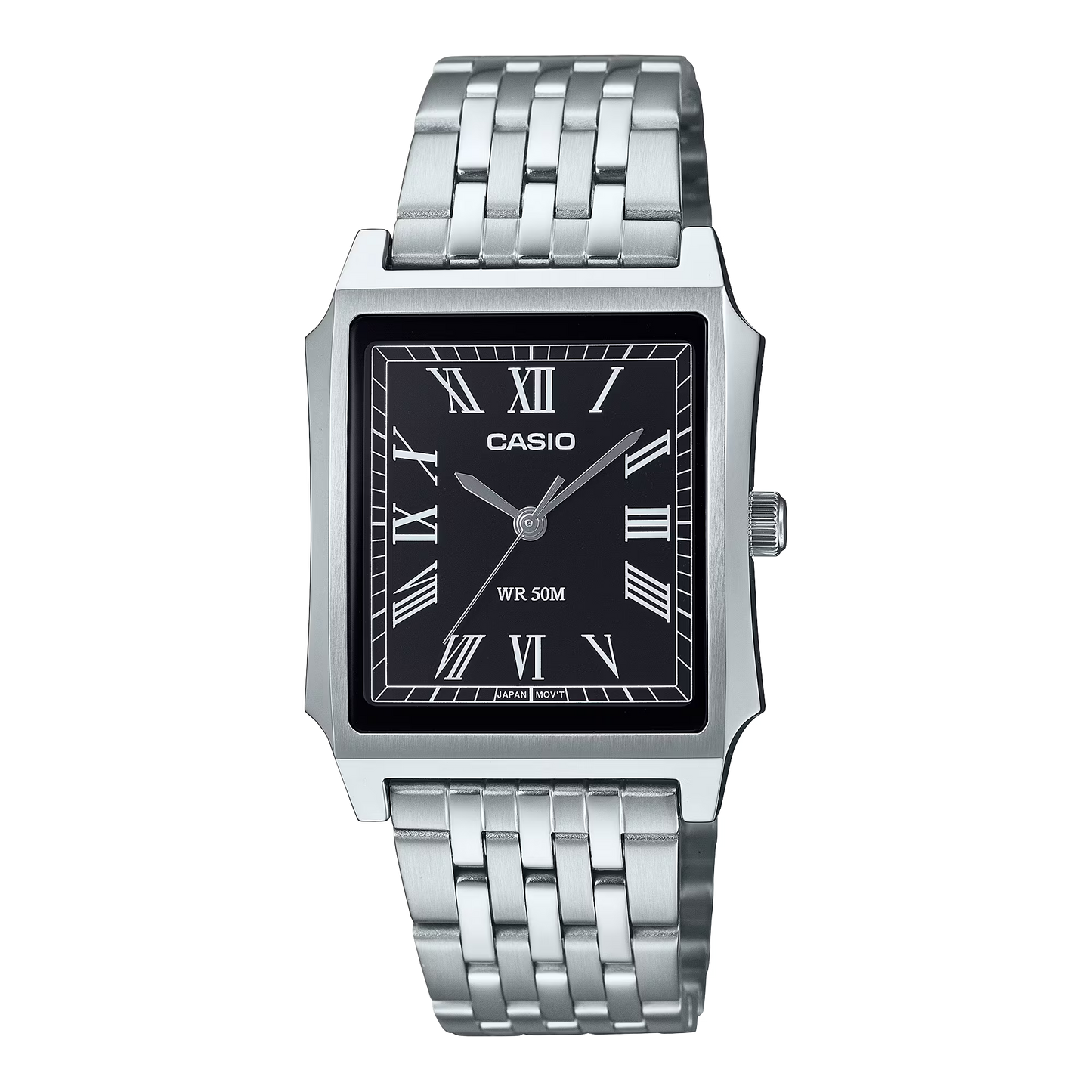 CASIO  MTP-B190D-1B SILVER STEEL BAND BLACK DIAL  FOR MEN