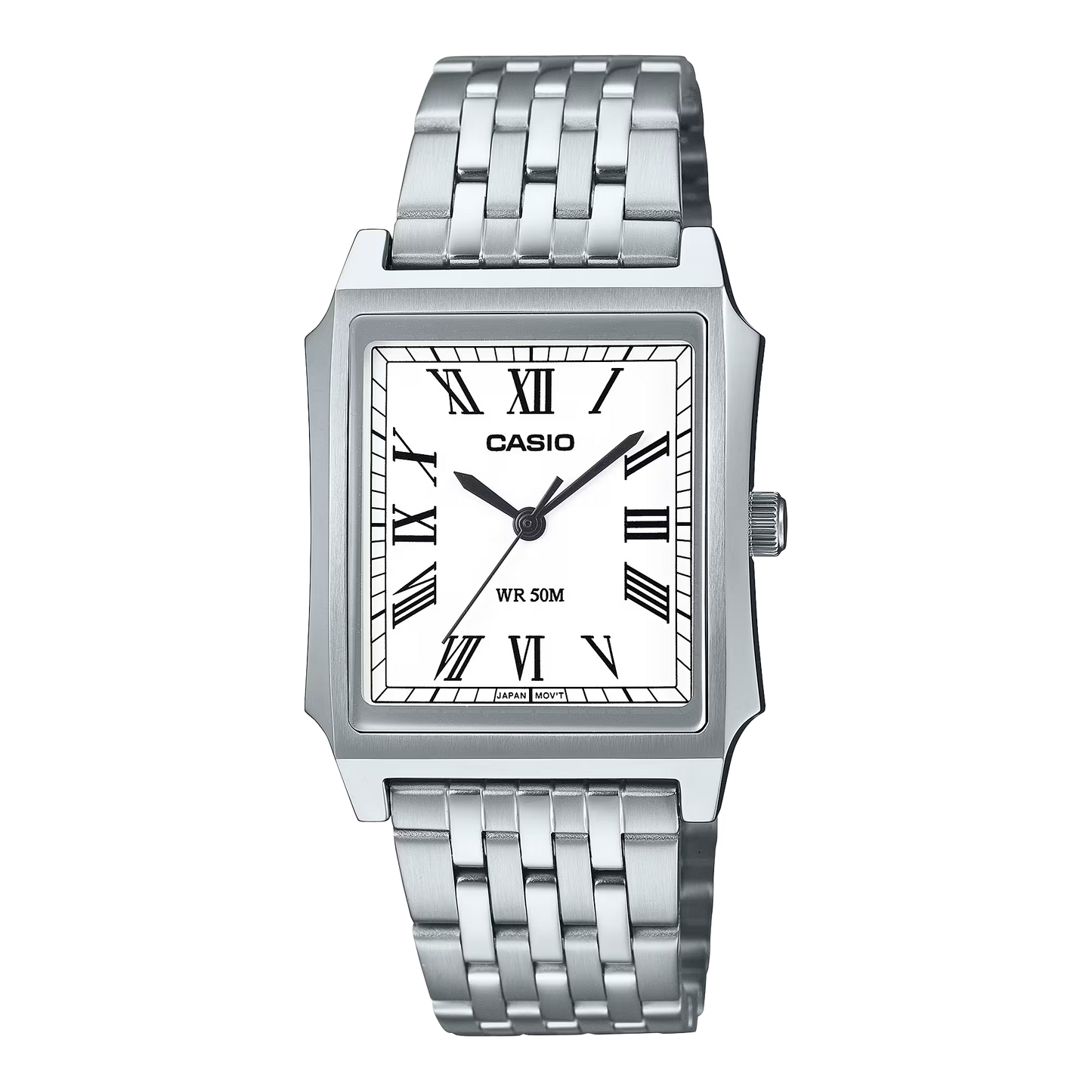 CASIO MTP-B190D-7B SILVER STEEL BAND WHITE DIAL FOR MEN