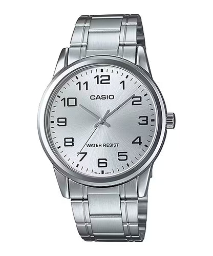 CASIO  MTP-V001D-7B SILVER STEEL BAND SILVER DIAL  FOR MEN