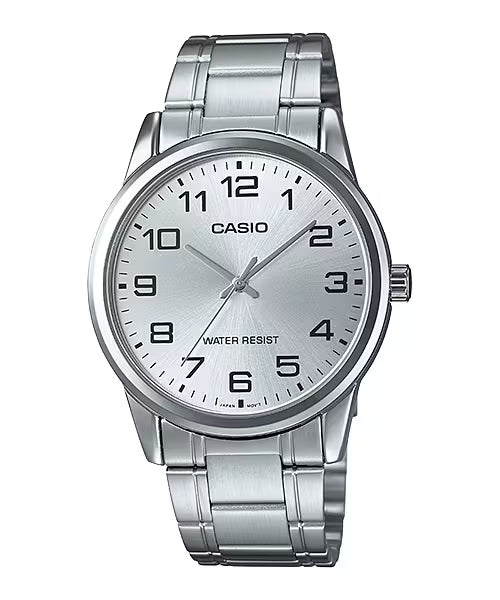 CASIO  MTP-V001D-7B SILVER STEEL BAND SILVER DIAL  FOR MEN