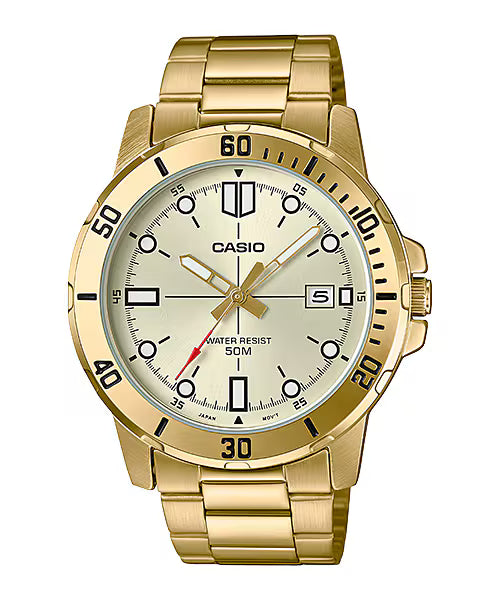 CASIO  MTP-VD01G-9E GOLDEN STEEL BAND GOLDEN DIAL  FOR MEN