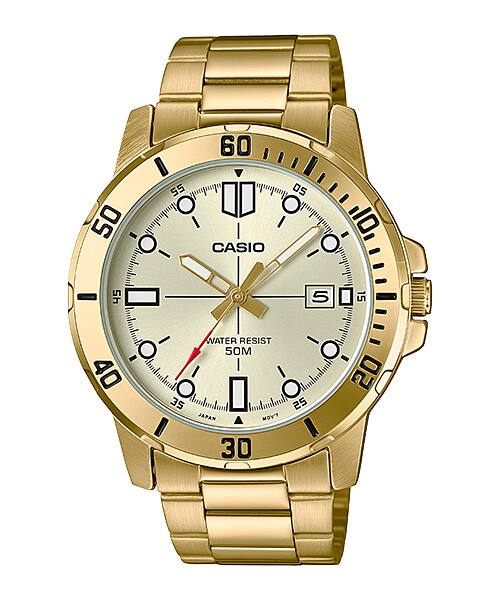 Casio Stainless Steel Strap Mens Gold Analog MTP-VD01G-9E