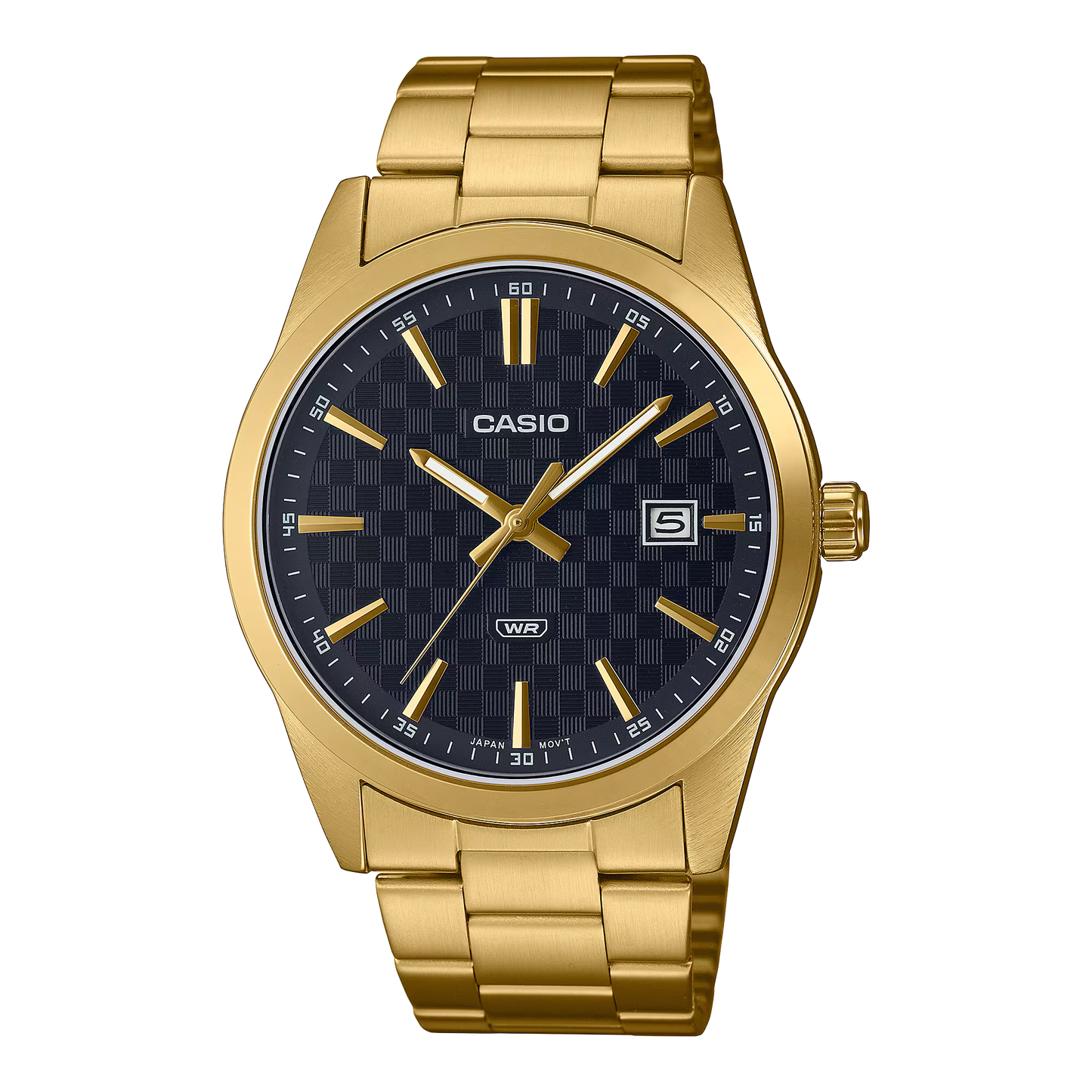 CASIO  MTP-VD03G-1A GOLDEN STEEL BAND BLACK DIAL  FOR MEN