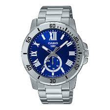 Casio Analog Silver St. Steel Blue Dial With Handy Date For Men MTP-VD200D-2B