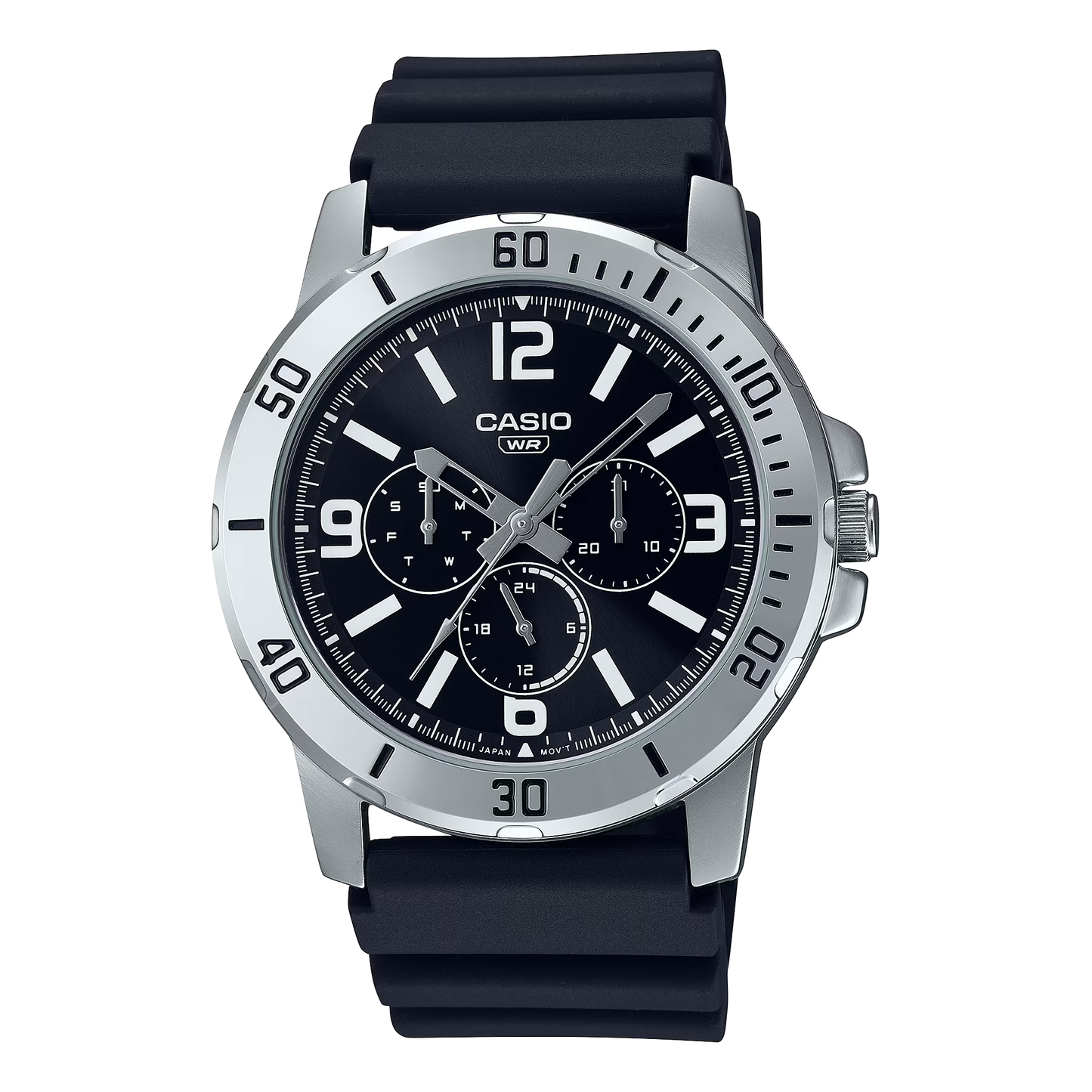 CASIO  MTP-VD300-1B BLACK RUBBER BAND BLACK DIAL  FOR MEN