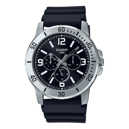 CASIO  MTP-VD300-1B BLACK RUBBER BAND BLACK DIAL  FOR MEN