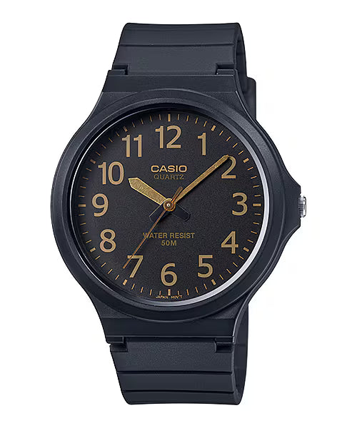 CASIO  MW-240-1B2 BLACK RUBBER BAND BLACK DIAL  FOR MEN