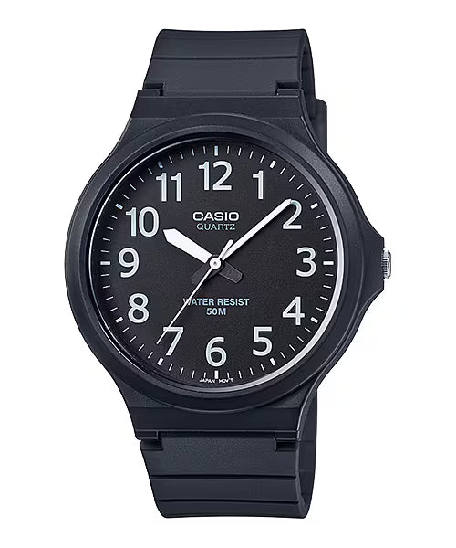 CASIO  MW-240-1B BLACK RUBBER BAND BLACK DIAL  FOR MEN