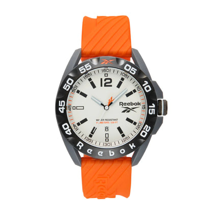 Reebok RV-EMB-G3-PAIO-1B Orange Rubber Band White Dial For Men