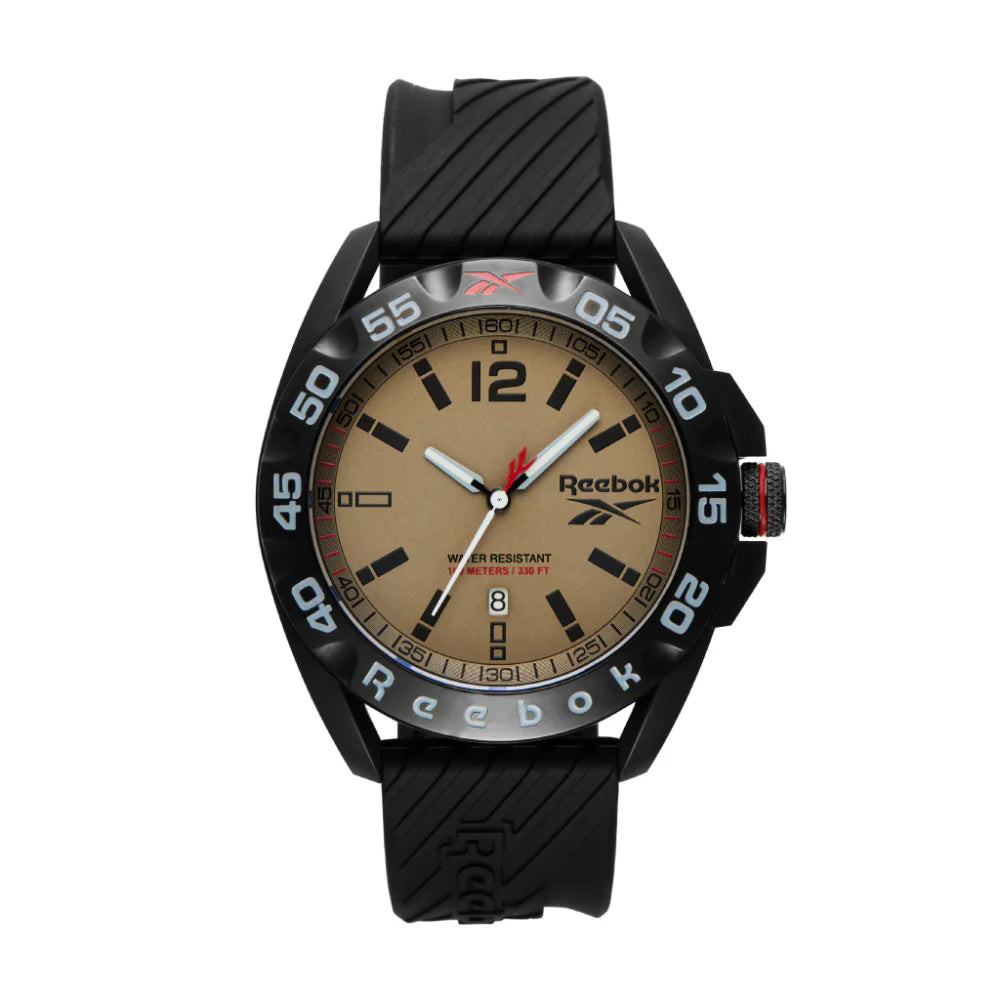 Reebok RV-EMB-G3-PBIB-SB Black Rubber Beige Black Dial For Men
