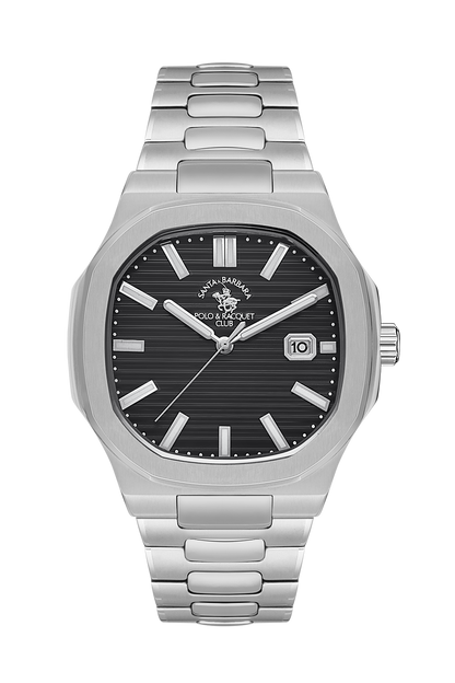 POLO SB.1.10450-2 SILVER STEEL BAND BLACK DIAL  FOR MEN