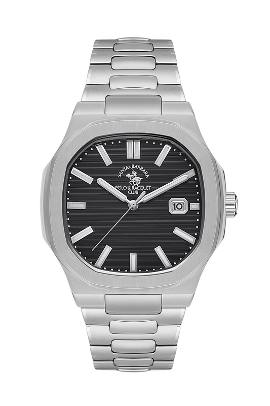 POLO SB.1.10450-2 SILVER STEEL BAND BLACK DIAL  FOR MEN