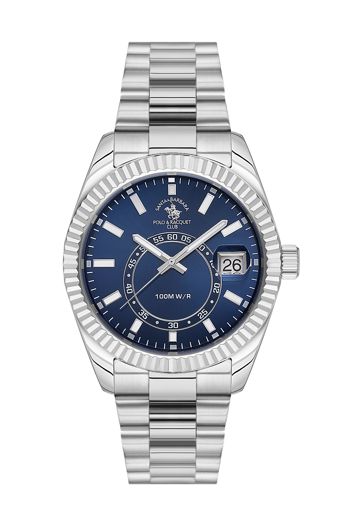 POLO SB.1.10598-3 SILVER STEEL BAND NAVY BLUE DIAL  FOR MEN