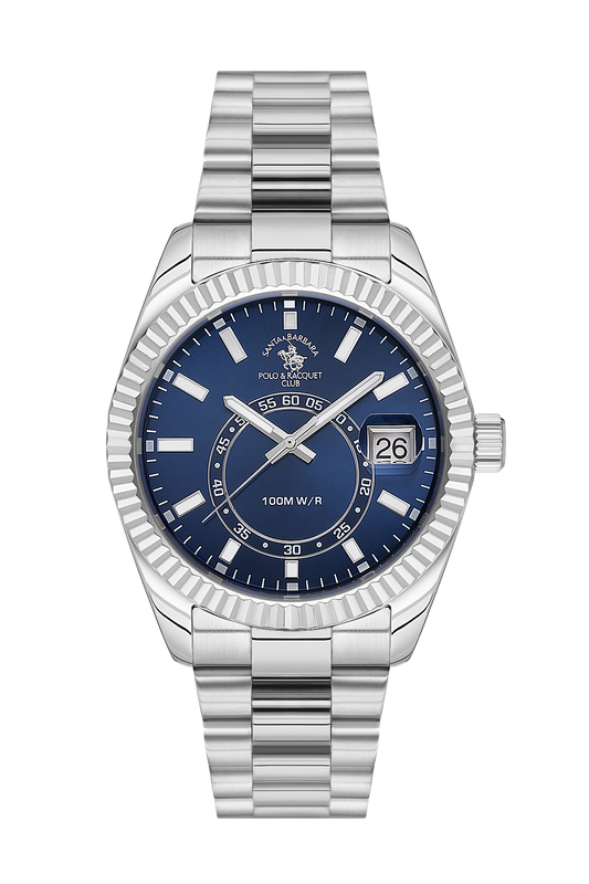 POLO SB.1.10598-3 SILVER STEEL BAND NAVY BLUE DIAL  FOR MEN