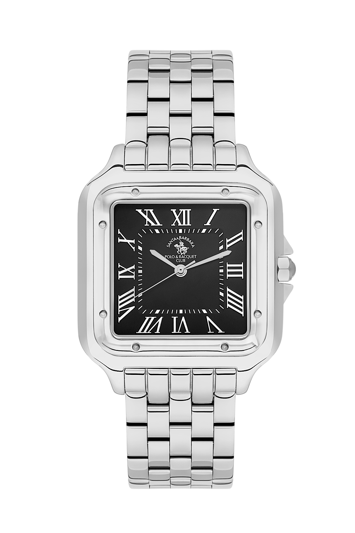 POLO SB.1.10599-2 SILVER STEEL BAND BLACK DIAL  FOR MEN
