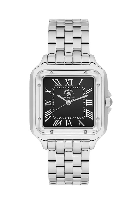 POLO SB.1.10599-2 SILVER STEEL BAND BLACK DIAL  FOR MEN
