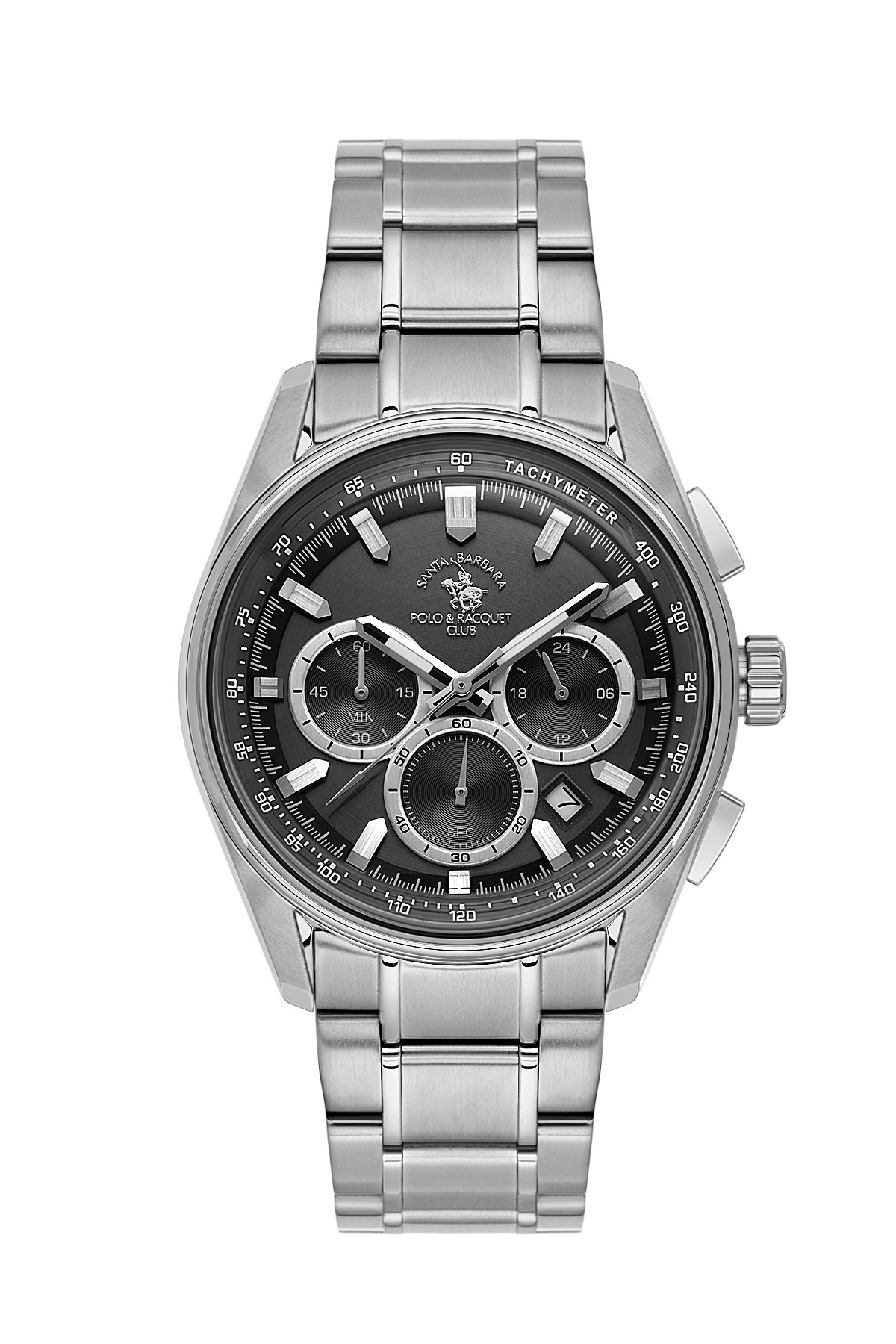 POLO SB.1.10634-2 SILVER STEEL BAND BLACK DIAL  FOR MEN