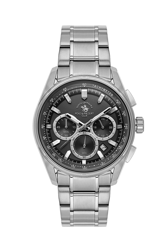 POLO SB.1.10634-2 SILVER STEEL BAND BLACK DIAL  FOR MEN