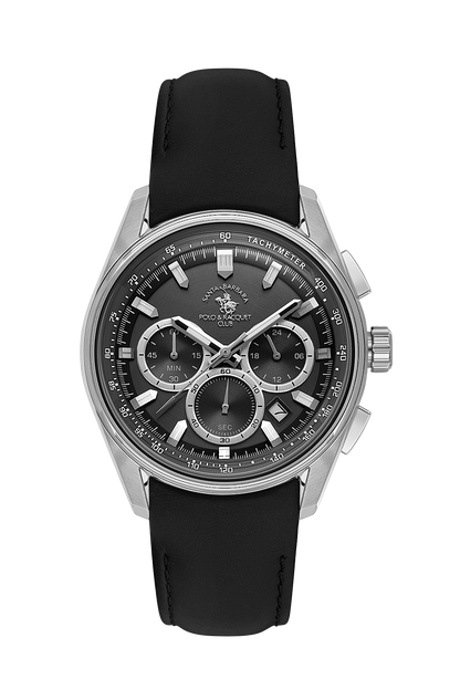 POLO SB.1.10635-2 BLACK LEATHER BAND BLACK DIAL  FOR MEN