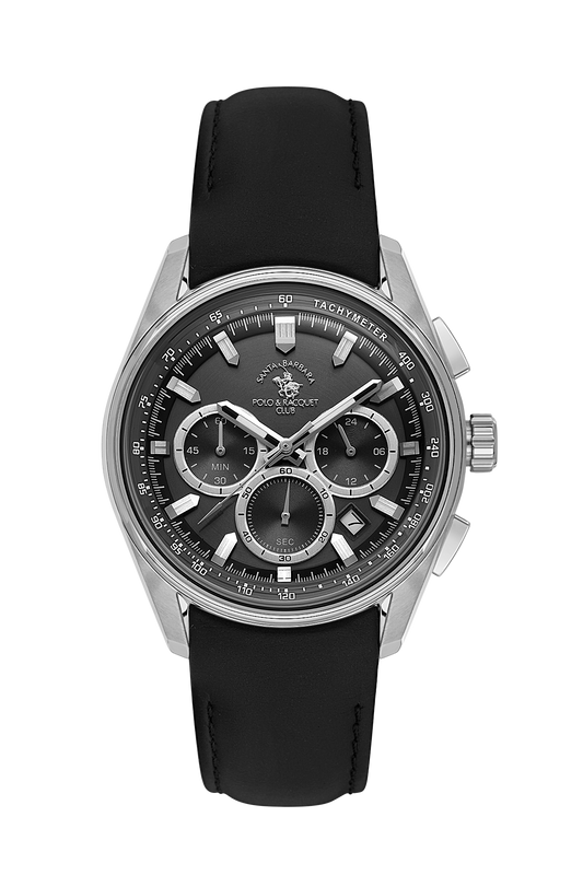 POLO SB.1.10635-2 BLACK LEATHER BAND BLACK DIAL  FOR MEN