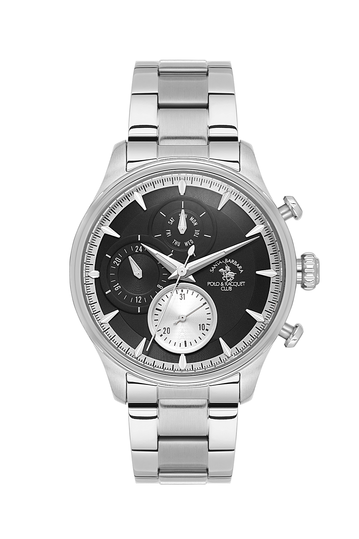 POLO SB.4.10023-2 SILVER STEEL BAND BLACK DIAL  FOR MEN