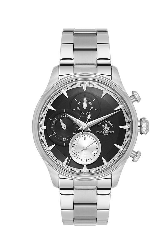 POLO SB.4.10023-2 SILVER STEEL BAND BLACK DIAL  FOR MEN
