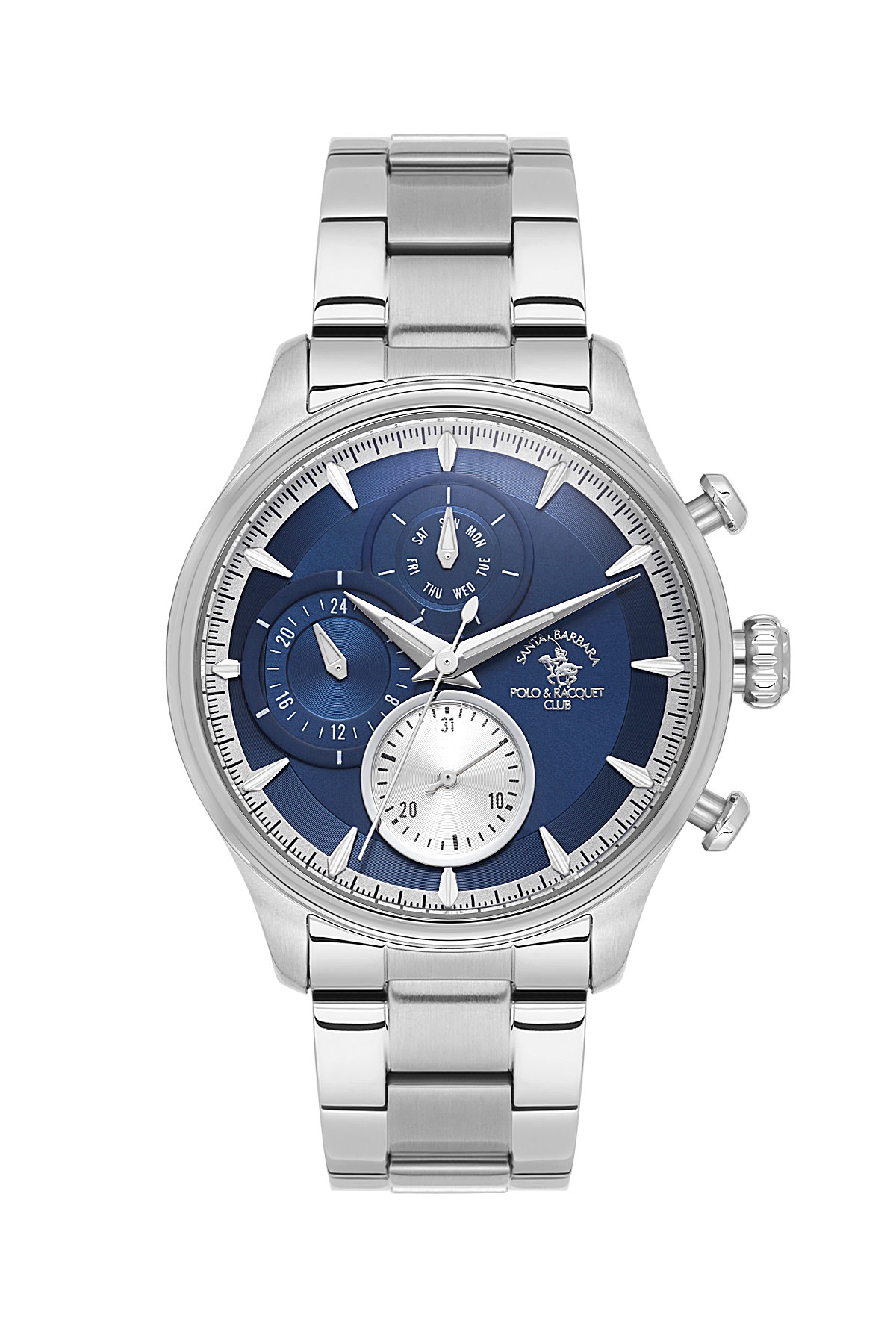 POLO SB.4.10023-3 SILVER STEEL BAND NAVY BLUE DIAL  FOR MEN