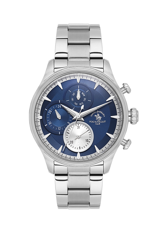 POLO SB.4.10023-3 SILVER STEEL BAND NAVY BLUE DIAL  FOR MEN