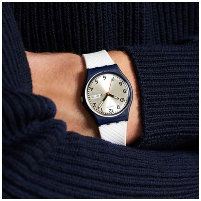 SWATCH GN720 WHITE RUBBER BAND SILVER DIAL FOR WOMEN